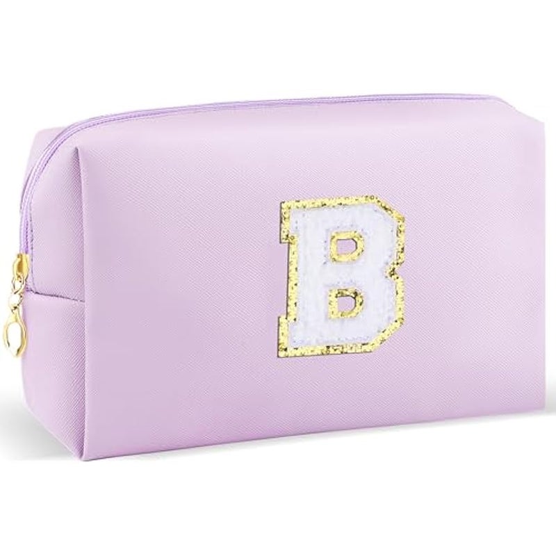 يورسكيتووس شنطة مكياج بتصميم الحرف الاول من الاسم، شنطة مستحضرات تجميل مخصصة مع سحاب، شنطة مستحضرات تجميل لطيفة للسفر، شنطة مكياج بريبي مقاومة للماء من البولي يوريثين، هدية عيد ميلاد للفتيات المراهقات - Image 1